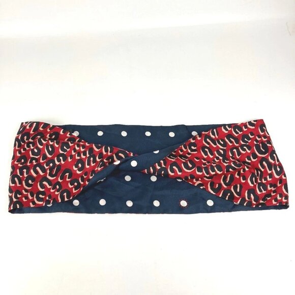LOUIS VUITTON M74608 Leopard Snood Stole / Shawl shawl Scarf silk Red/Navy - Picture 3 of 9